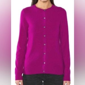 JENNY LIU CASHMERE button front long sleeve crewneck cardigan szS NWT